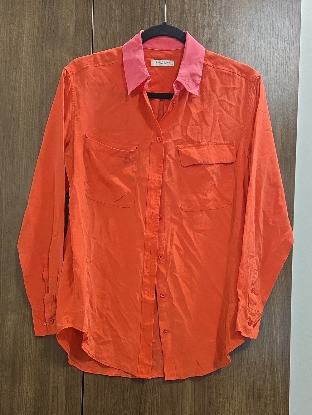 Equipment-100% silk Coral Button-Up Shirt-FLAWED-Size X-Small - Picture 8 of 16